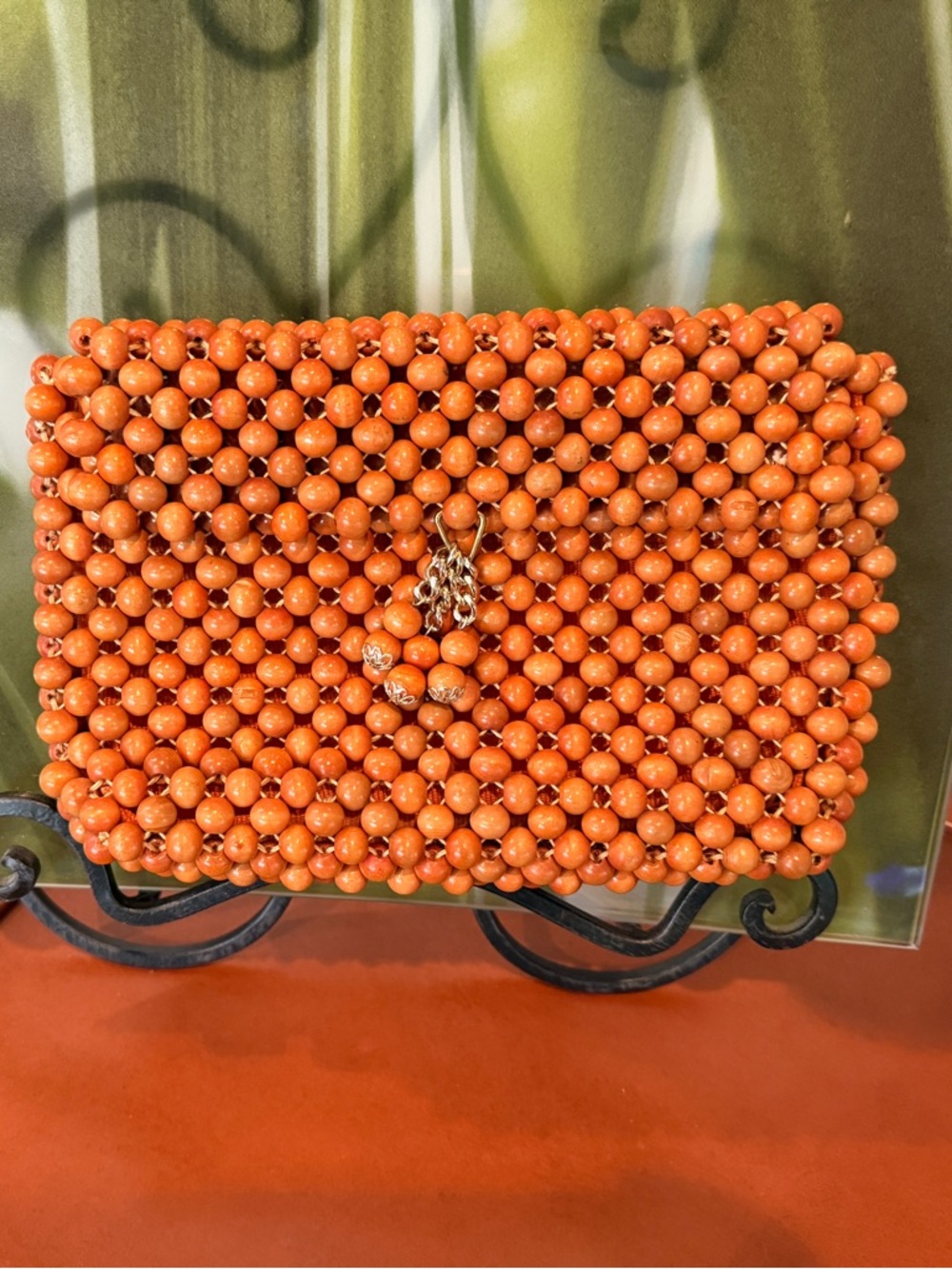 Vintage Marcus Brothers of Miami Orange Beaded Clutch Purse – Made in Japan